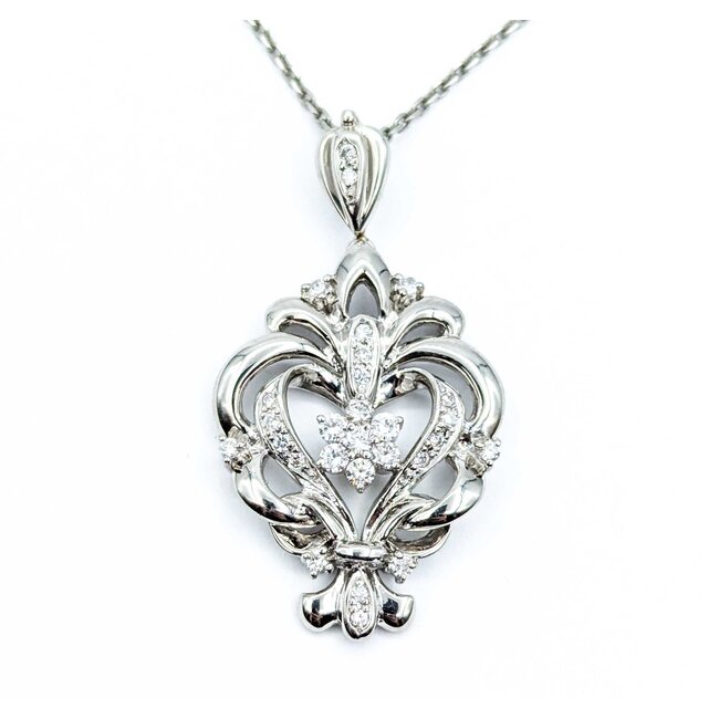 Pendant Bouquet 1.5x.9" .50ctw Round Diamonds 900pt 1.4mm 16" 14.76g 125030080