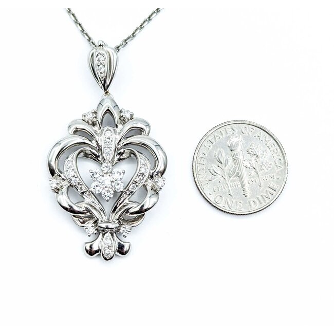 Pendant Bouquet 1.5x.9" .50ctw Round Diamonds 900pt 1.4mm 16" 14.76g 125030080