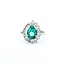 Ring Cocktail, Pear Shape 0.59ctw Round & Baguette Diamonds 1.48ct Emerald 900pt 17x14mm sz6 8.68g 125030088