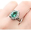 Ring Cocktail, Pear Shape 0.59ctw Round & Baguette Diamonds 1.48ct Emerald 900pt 17x14mm sz6 8.68g 125030088