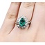 Ring Cocktail, Pear Shape 0.59ctw Round & Baguette Diamonds 1.48ct Emerald 900pt 17x14mm sz6 8.68g 125030088