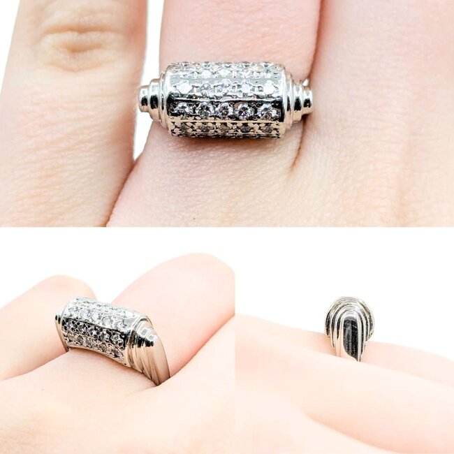 Ring Pave Set Dome 0.65ctw Round Diamonds 850pt 8mm sz5 8.72g 125030081