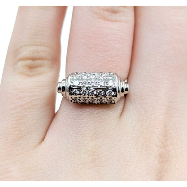 Ring Pave Set Dome 0.65ctw Round Diamonds 850pt 8mm sz5 8.72g 125030081