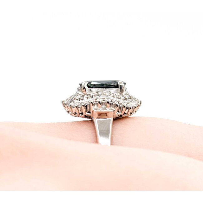 Ring Cocktail 0.67ctw Round & Baguette Diamonds 2.75ct Sapphire 900pt 17.5x14.5mm sz5.5 9.36g 125030058