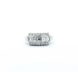  Ring 3-Row .66ctw Baguette & Round Diamonds 900pt 7.8mm sz6.25 5.87g 125030050