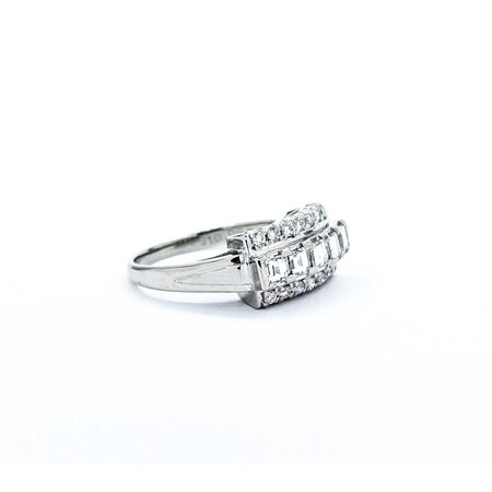 Ring 3-Row .66ctw Baguette & Round Diamonds 900pt 7.8mm sz6.25 5.87g 125030050
