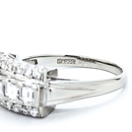 Ring 3-Row .66ctw Baguette & Round Diamonds 900pt 7.8mm sz6.25 5.87g 125030050