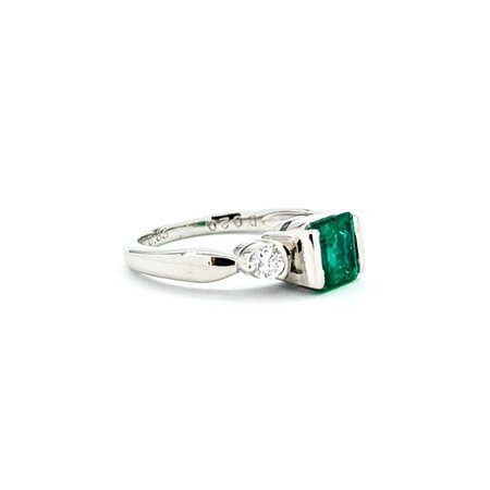 Ring Half Bezel 0.20ctw Round Diamonds .83ct Emerald 900pt 6mm sz6.5 5.07g 125030094