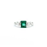  Ring Half Bezel 0.20ctw Round Diamonds .83ct Emerald 900pt 6mm sz6.5 5.07g 125030094