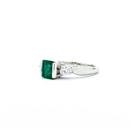 Ring Half Bezel 0.20ctw Round Diamonds .83ct Emerald 900pt 6mm sz6.5 5.07g 125030094