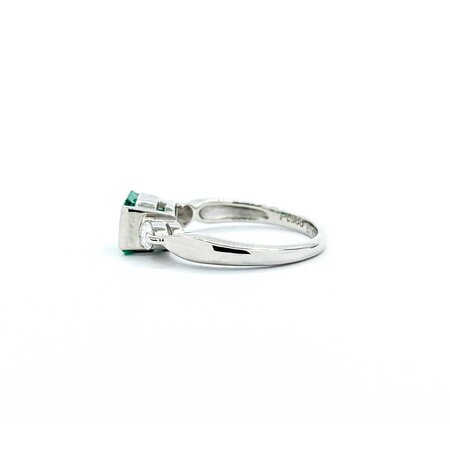 Ring Half Bezel 0.20ctw Round Diamonds .83ct Emerald 900pt 6mm sz6.5 5.07g 125030094