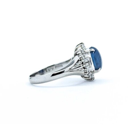 Ring Cocktail 0.48ctw Round & Baguette Diamonds 4.47ct Star Sapphire 900pt 15x14.5mm sz7.25 7.75g 125030063