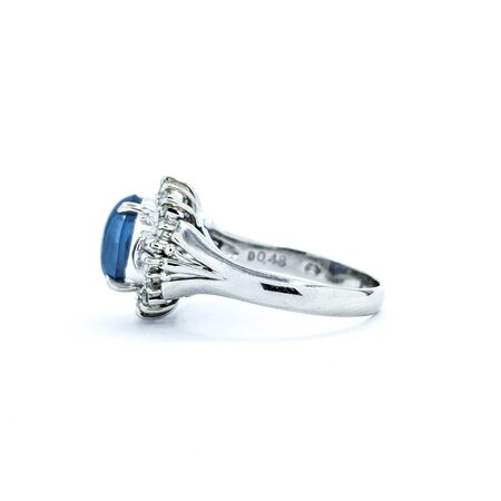Ring Cocktail 0.48ctw Round & Baguette Diamonds 4.47ct Star Sapphire 900pt 15x14.5mm sz7.25 7.75g 125030063