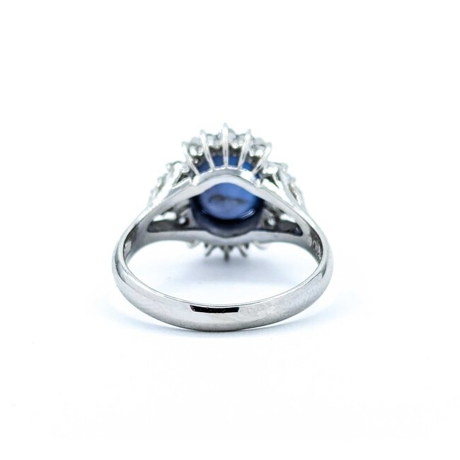 Ring Cocktail 0.48ctw Round & Baguette Diamonds 4.47ct Star Sapphire 900pt 15x14.5mm sz7.25 7.75g 125030063