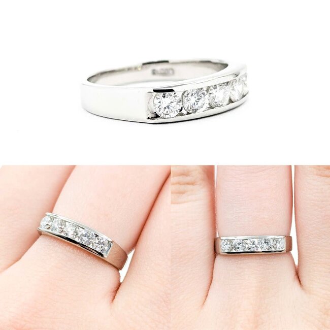 Ring Channel Set 0.62ctw Round Diamonds 900pt 4.4mm sz6.5 4.73g 125030075