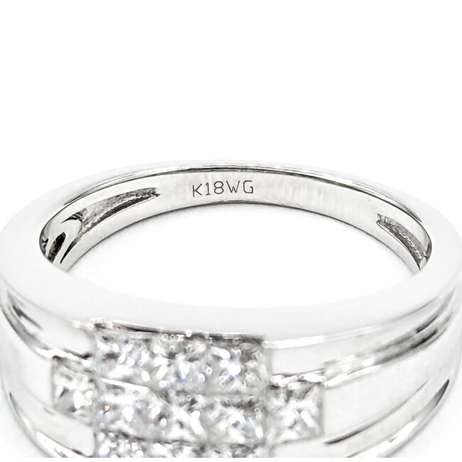 Ring Invisible Set 1.00ctw Princess Diamonds 18kw 7.4mm sz7 5g 125030068