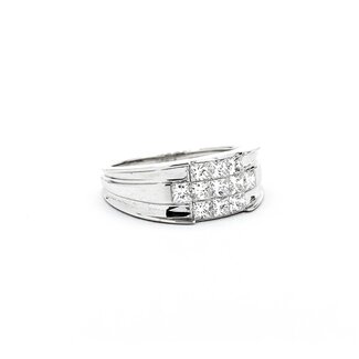 Ring Invisible Set 1.00ctw Princess Diamonds 18kw 7.4mm sz7 5g 125030068