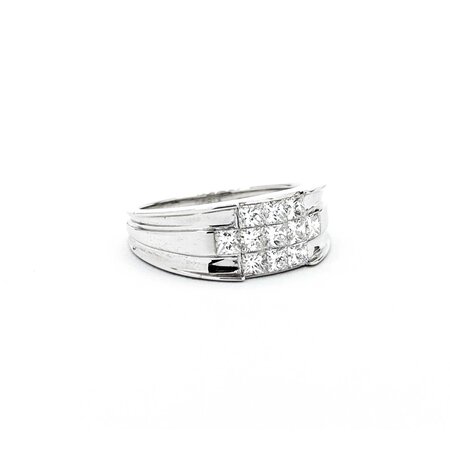 Ring Invisible Set 1.00ctw Princess Diamonds 18kw 7.4mm sz7 5g 125030068