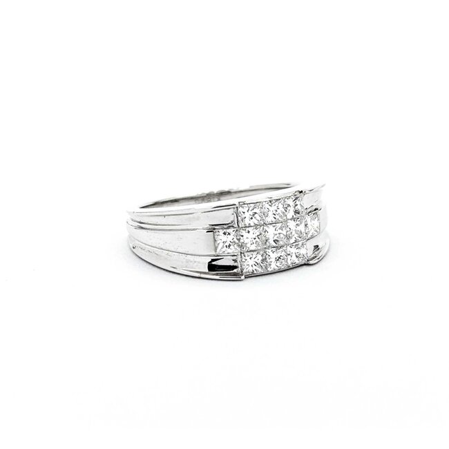 Ring Invisible Set 1.00ctw Princess Diamonds 18kw 7.4mm sz7 5g 125030068