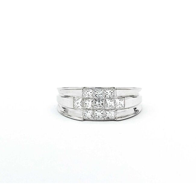 Ring Invisible Set 1.00ctw Princess Diamonds 18kw 7.4mm sz7 5g 125030068