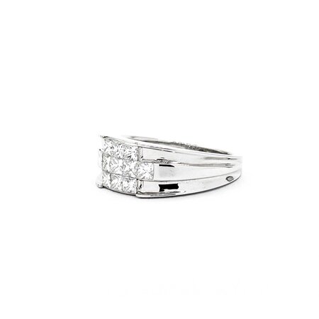 Ring Invisible Set 1.00ctw Princess Diamonds 18kw 7.4mm sz7 5g 125030068