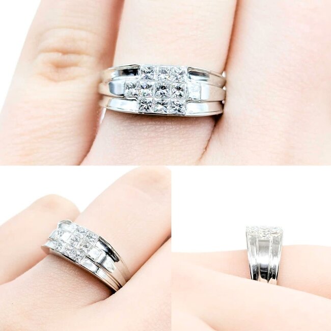 Ring Invisible Set 1.00ctw Princess Diamonds 18kw 7.4mm sz7 5g 125030068