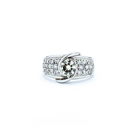 Ring Pave Band 0.56ct Round Diamond .44ctw White Diamonds 900pt 11mm sz5.5 9.05g 125030061