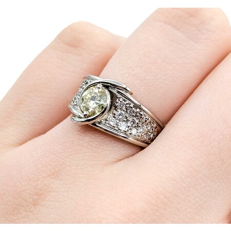Ring Pave Band 0.56ct Round Diamond .44ctw White Diamonds 900pt 11mm sz5.5 9.05g 125030061