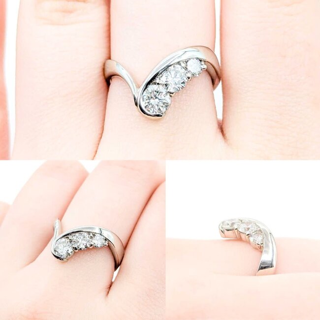 Ring V-Shape 1.10ctw Round Diamonds 900pt sz6.5 7.43g 125030095