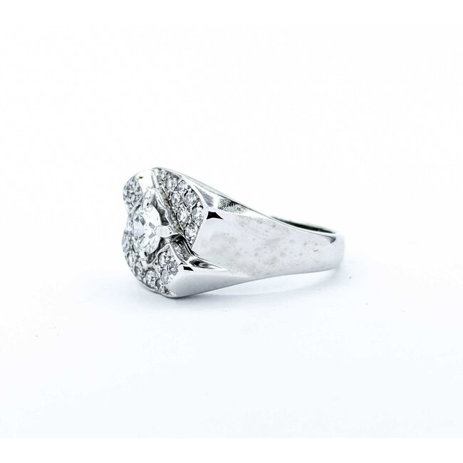 Ring .63ct Old Euro Diamond .38ctw Near Colorless Diamonds 14kw Sz9 9.65g 225040017