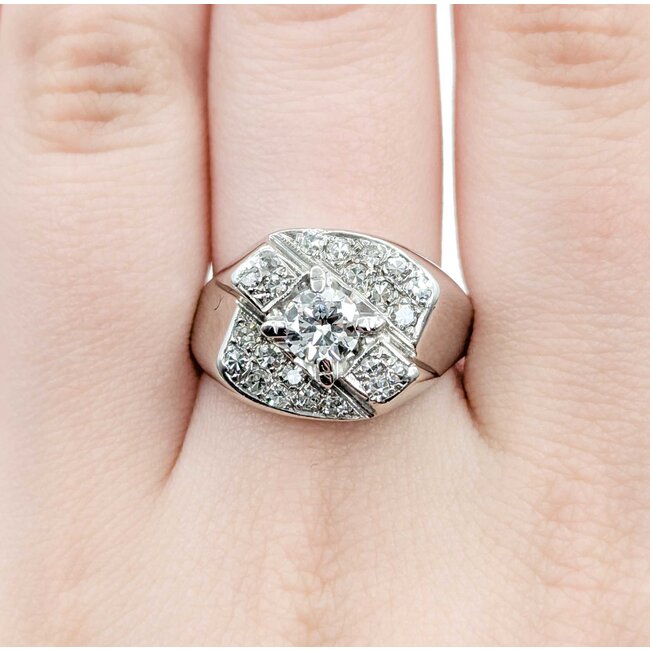 Ring .63ct Old Euro Diamond .38ctw Near Colorless Diamonds 14kw Sz9 9.65g 225040017