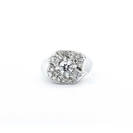 Ring .63ct Old Euro Diamond .38ctw Near Colorless Diamonds 14kw Sz9 9.65g 225040017
