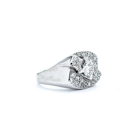 Ring .63ct Old Euro Diamond .38ctw Near Colorless Diamonds 14kw Sz9 9.65g 225040017