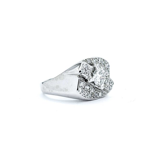 Ring .63ct Old Euro Diamond .38ctw Near Colorless Diamonds 14kw Sz9 9.65g 225040017