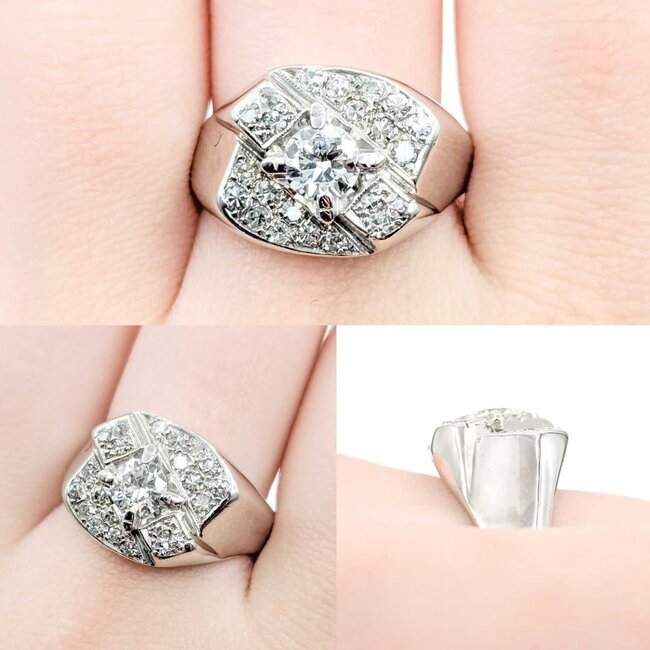 Ring .63ct Old Euro Diamond .38ctw Near Colorless Diamonds 14kw Sz9 9.65g 225040017