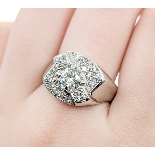 Ring .63ct Old Euro Diamond .38ctw Near Colorless Diamonds 14kw Sz9 9.65g 225040017