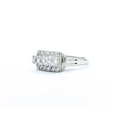  Ring 3-Row, Milgrain 0.50ctw Round Diamonds 900pt 8mm sz6 6.99g 125030062