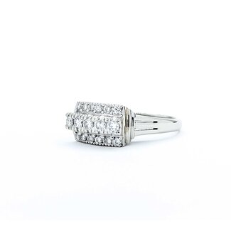 Ring 3-Row, Milgrain 0.50ctw Round Diamonds 900pt 8mm sz6 6.99g 125030062