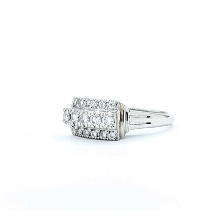 Ring 3-Row, Milgrain 0.50ctw Round Diamonds 900pt 8mm sz6 6.99g 125030062