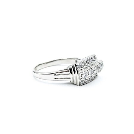 Ring 3-Row, Milgrain 0.50ctw Round Diamonds 900pt 8mm sz6 6.99g 125030062