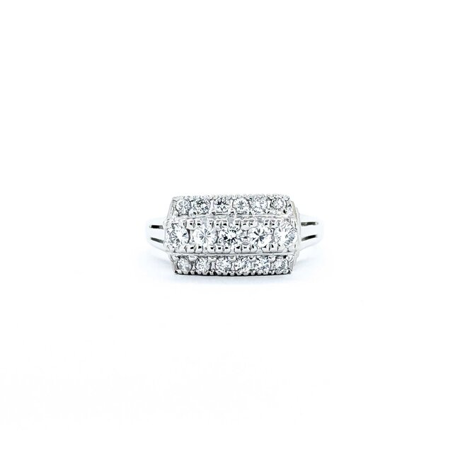 Ring 3-Row, Milgrain 0.50ctw Round Diamonds 900pt 8mm sz6 6.99g 125030062