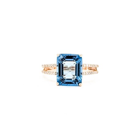 Ring Split Shank .12ctw Round Diamonds 4.00ct London Blue Topaz 14kr Sz6 2.72g 225040027