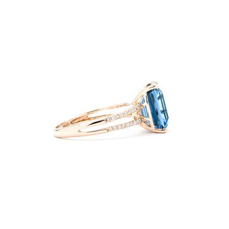 Ring Split Shank .12ctw Round Diamonds 4.00ct London Blue Topaz 14kr Sz6 2.72g 225040027