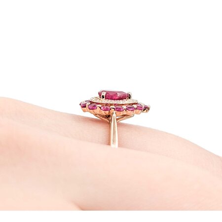 Ring Halo Effy .04ctw Round Diamonds 1.00ctw Rubies 14kr Sz6 2.06g 225040029