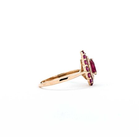 Ring Halo Effy .04ctw Round Diamonds 1.00ctw Rubies 14kr Sz6 2.06g 225040029