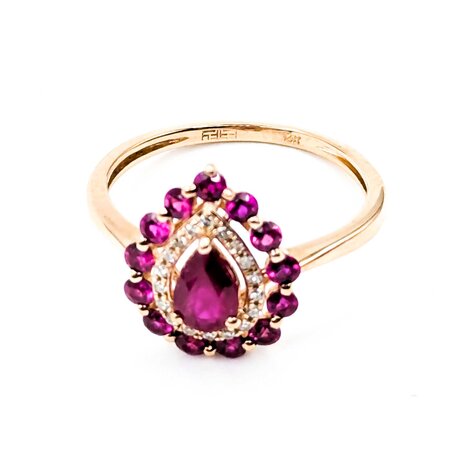 Ring Halo Effy .04ctw Round Diamonds 1.00ctw Rubies 14kr Sz6 2.06g 225040029