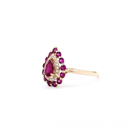 Ring Halo Effy .04ctw Round Diamonds 1.00ctw Rubies 14kr Sz6 2.06g 225040029