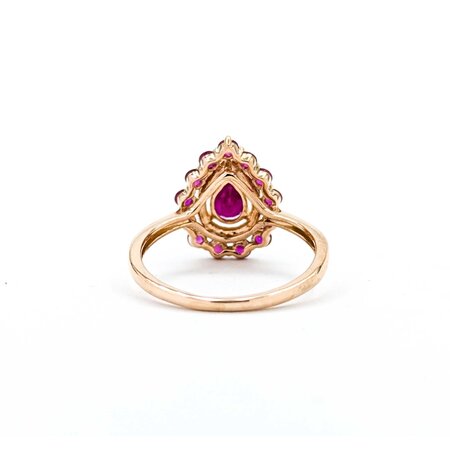 Ring Halo Effy .04ctw Round Diamonds 1.00ctw Rubies 14kr Sz6 2.06g 225040029