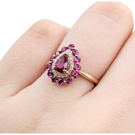 Ring Halo Effy .04ctw Round Diamonds 1.00ctw Rubies 14kr Sz6 2.06g 225040029