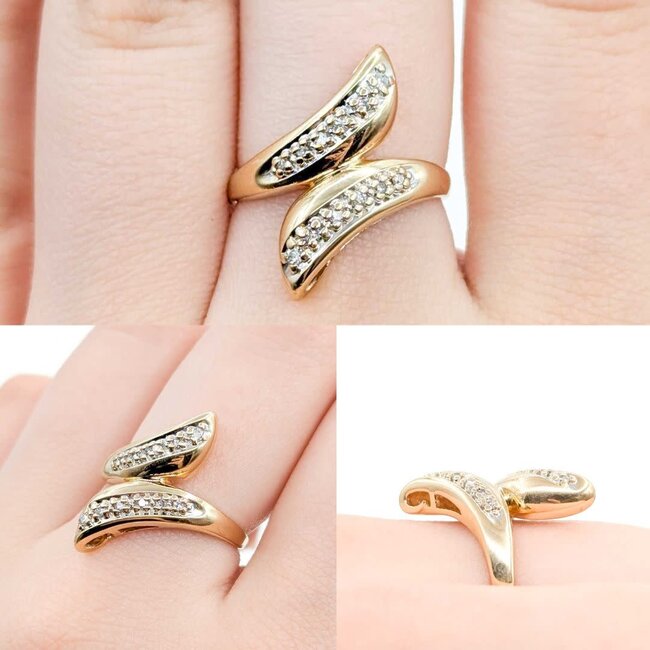 Ring Bypass .03ctw Round Diamonds 14ky Sz7.75 3.85g 225040033